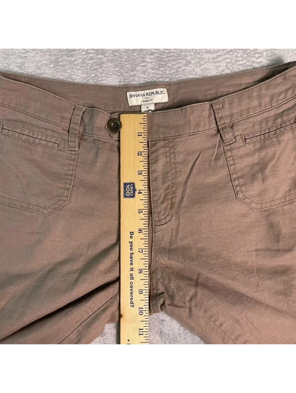 Banana Republic Ryan Fit Trousers Womens 10 Brown Linen Blend Wide Leg Low Rise